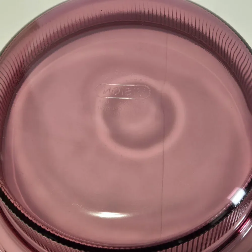 CRANBERRY Vision Ware V-33-B Casserole Dish Lid Ribbed 2.5 qt Corning USA *EUC